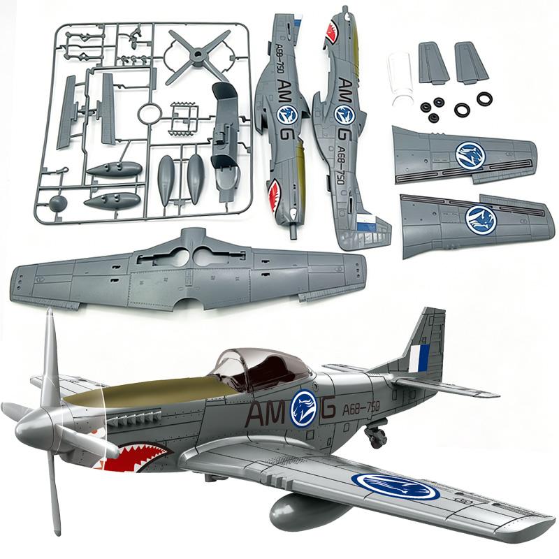 1/35 Scale Plastic P51 Mustang Retro Aircraft Model Sets Plane Building Blocks Set Construction Building Toy