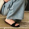 2025 New French Minimalist Wind Slope Heel One-word Drag Women's Summer Outer Wear Daily Commute Low Heel Drag Small Sandals