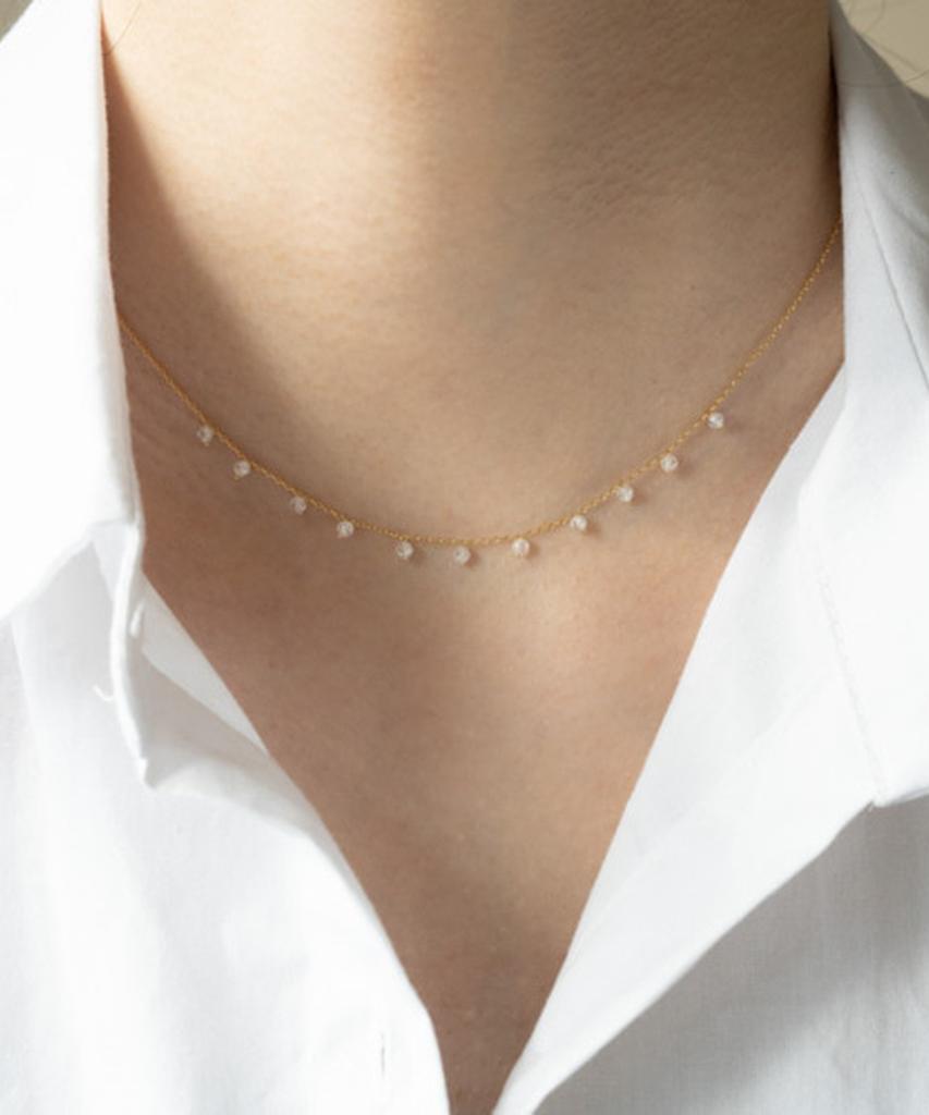 Alleun Silver 925 Chain Gemstone Choker Silk Mini Silver Necklace