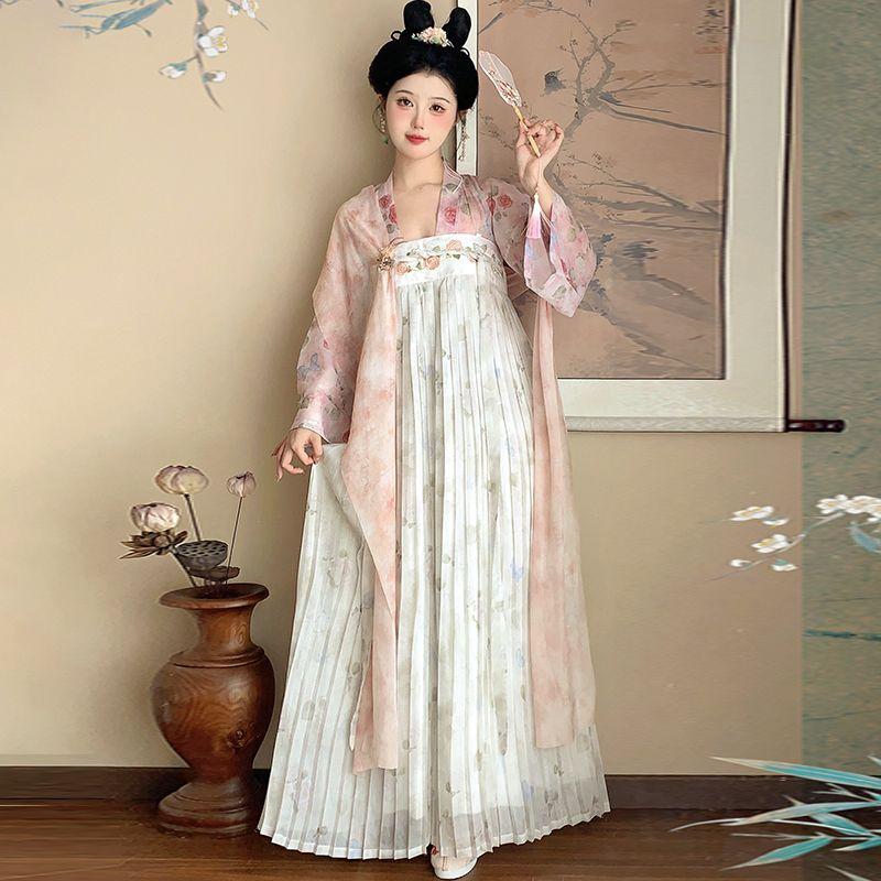 Rose Manor Theme Restores The Style Of A One-piece Chest-length Pleated Skirt In The Chinese Tang Dynasty