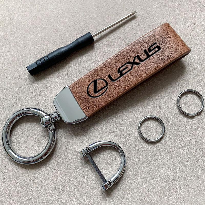 csgpkv1 Car Keychain Cowhide Leather Key Rings Waist Buckle Carabiner For Lexus F-SPORT ES RX NX LS UX LM LX GX LC RZ IS CT GS RC HS SC