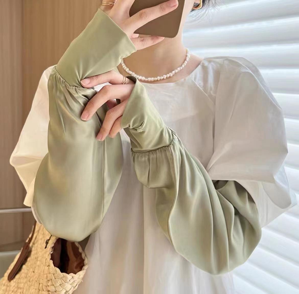 

100% Silk Sunscreen Sleeves Women s UV Protection Summer Ride Driving Thin Loose Gloves Ice Silk Hand Sleeves Arm Guards One Size