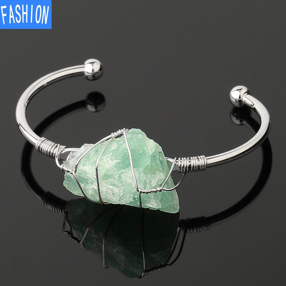 Natural Crystal Bangle Large Irregular Crystal Winding Bracelet Women Jewelry Gift