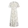 Abito Casual da Donna Taglie Forti Stampa Floreale Retro Girocollo Manica Corta Tasca Cintura Cravatta