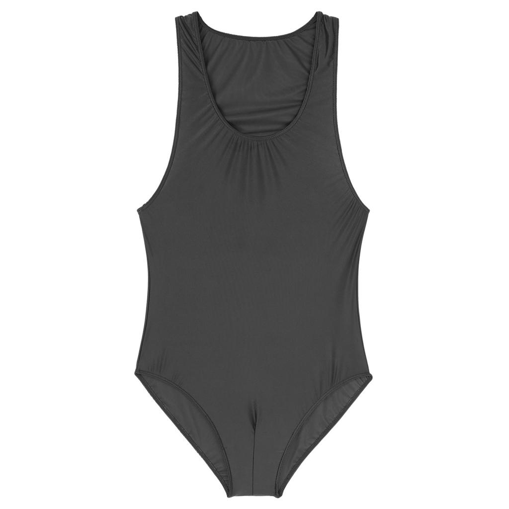 Women One Piece Swimsuits Glossy Stretchy Sleeveless Sports Leotard Swimwear Skinny Jumpsuit