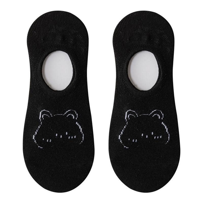Female Summer Thin Cute Cartoon Bear Solid Color Invisible Do Not Fall with The Boat Socks