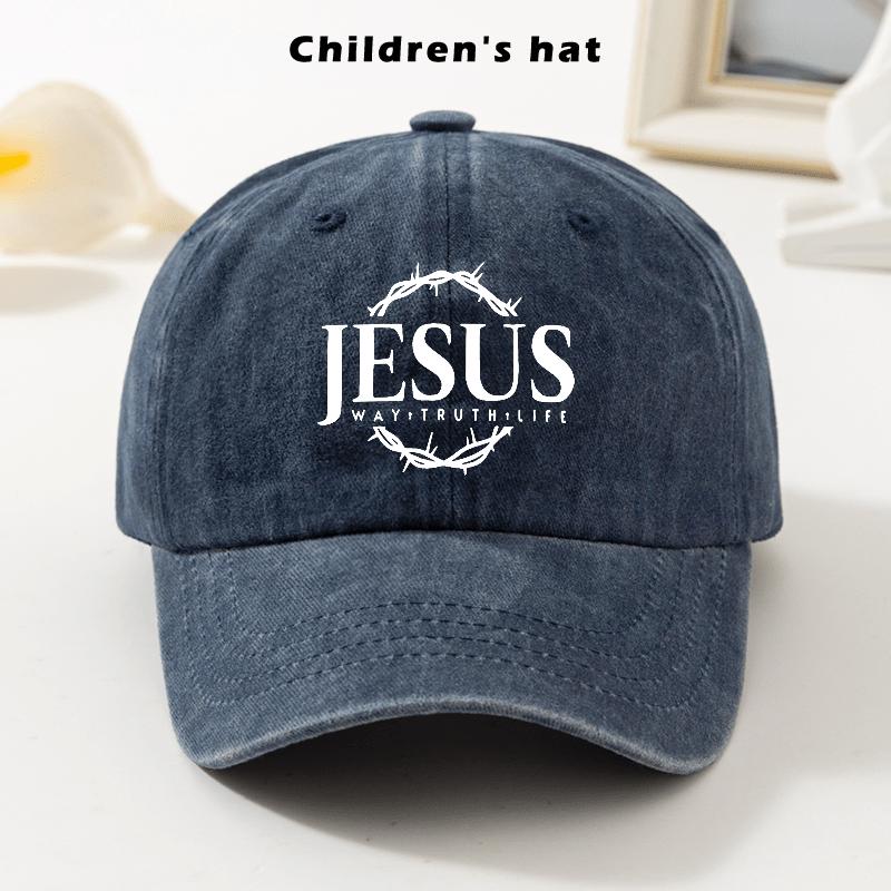 Jesus Way Truth Life Graphic Washed Baseball Cap Cotton Adjustable Outdoor Sun Hat for Unisex