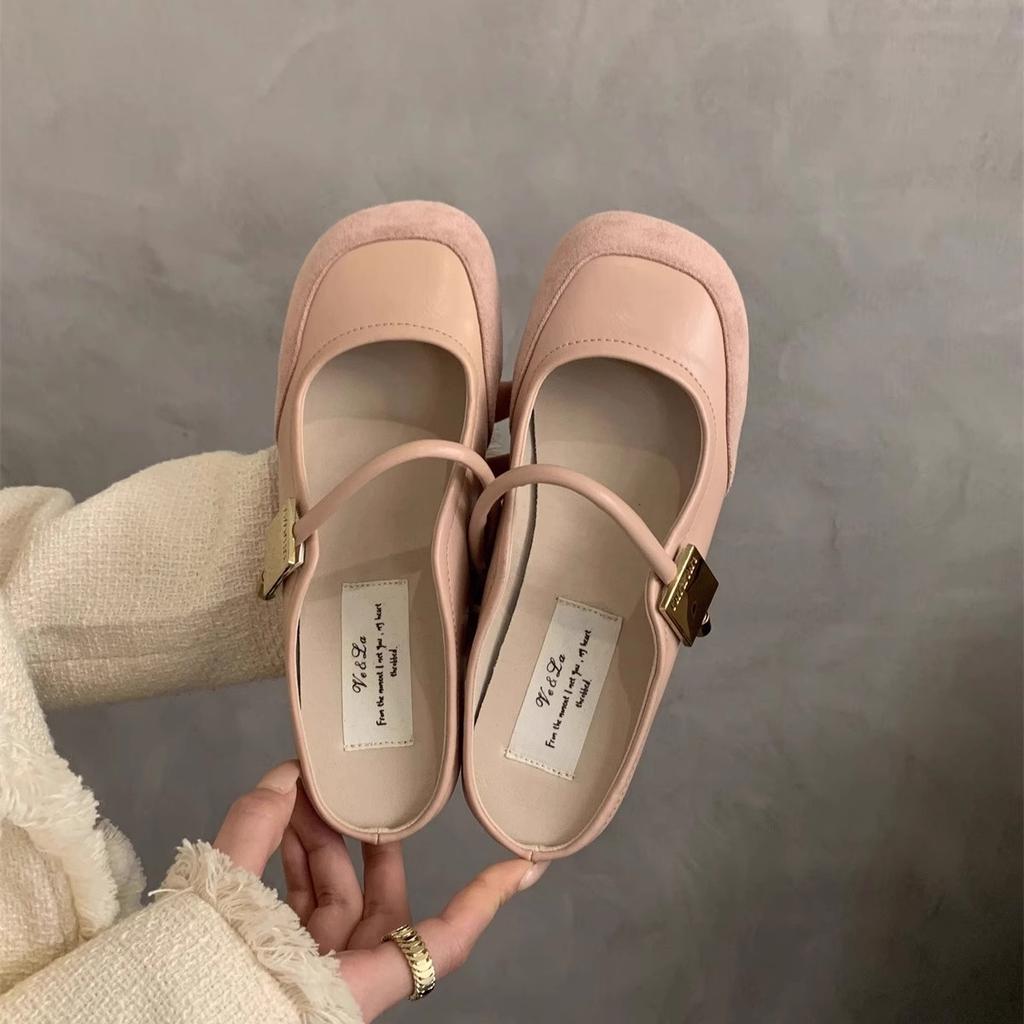 Suding Baotou Halbschuhe Damen Sommerbekleidung Rosa Sandalen Feenwind Französischer Abend Weiche Flache Sohle Muller Flacher Absatz