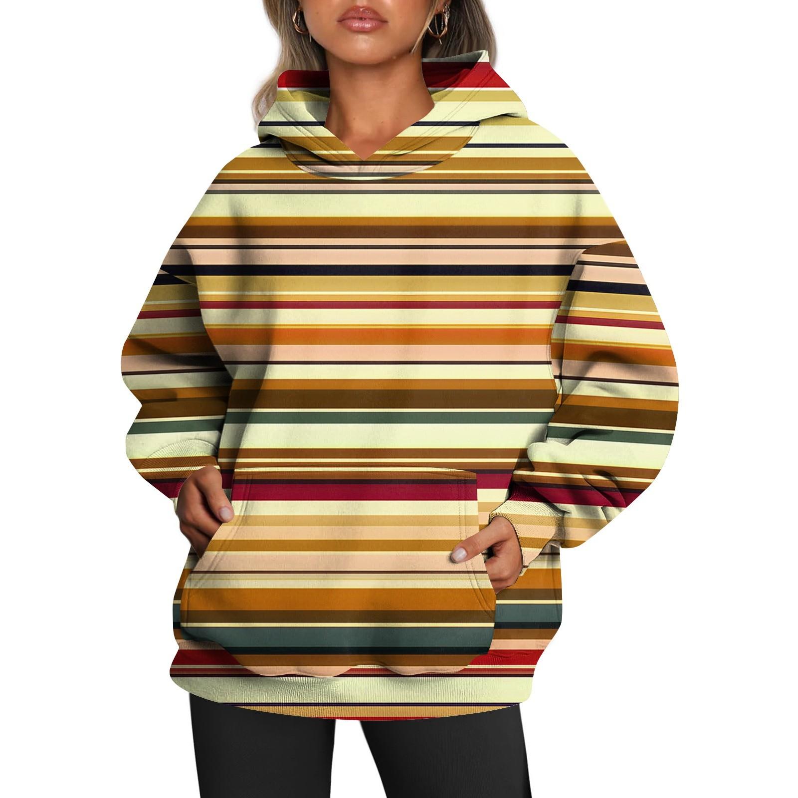 Женские толстовки с капюшоном большого размера с длинным рукавом с принтом пуловеры осенние наряды с карманом L кофейный 1774₽