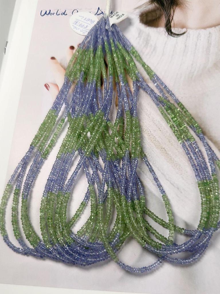 Tanzanite & Tsavorite Beaded Necklace DIY Gemstone Bracelet Clavicle Chain Loose Beads
