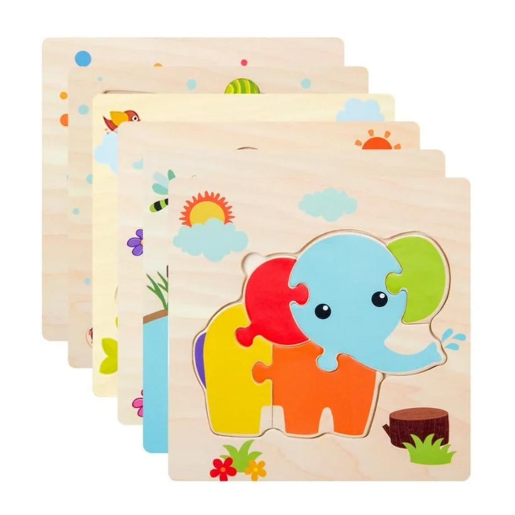 Children's Animal Jigsaw Puzzle 1 3 Years Old Wooden Early Education Jigsaw Puzzle 6 Piece Set