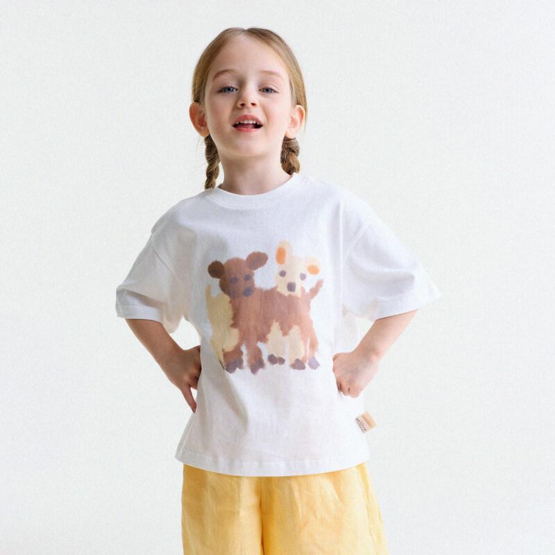 Girls  Summer Cotton Cartoon T-Shirt by Original Illustrator 140