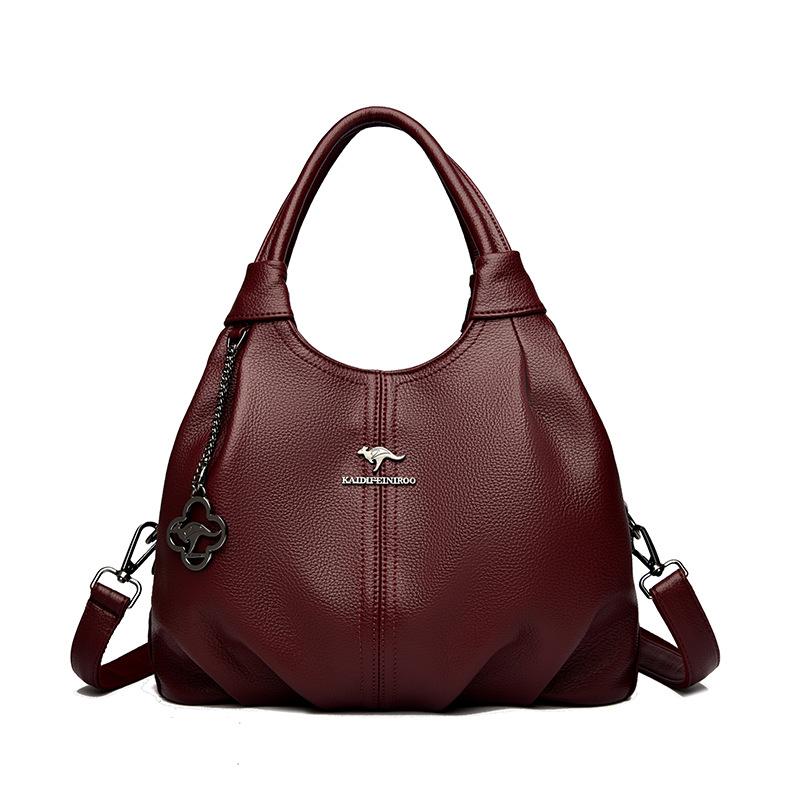 Ladies' Handbag, Soft Leather Single-shoulder Bag for Women, Retro Large-capacity Mom Bag Casually
