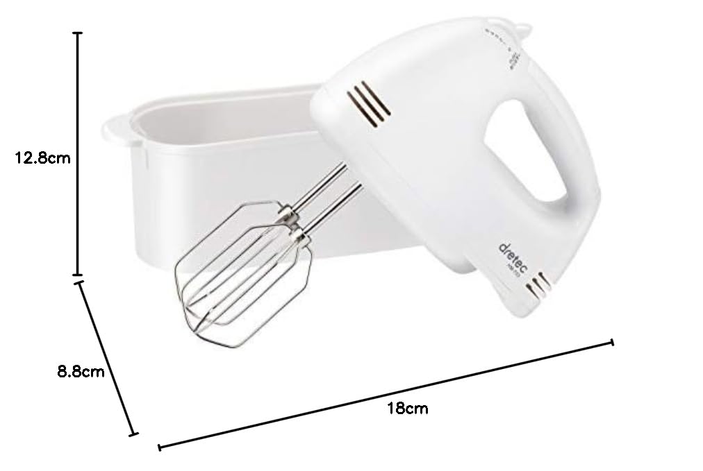 dretec Frusta Elettrica HM-703WT (bianca) - 5 impostazioni di velocità, include custodia per riporre il cavo di alimentazione e le fruste.