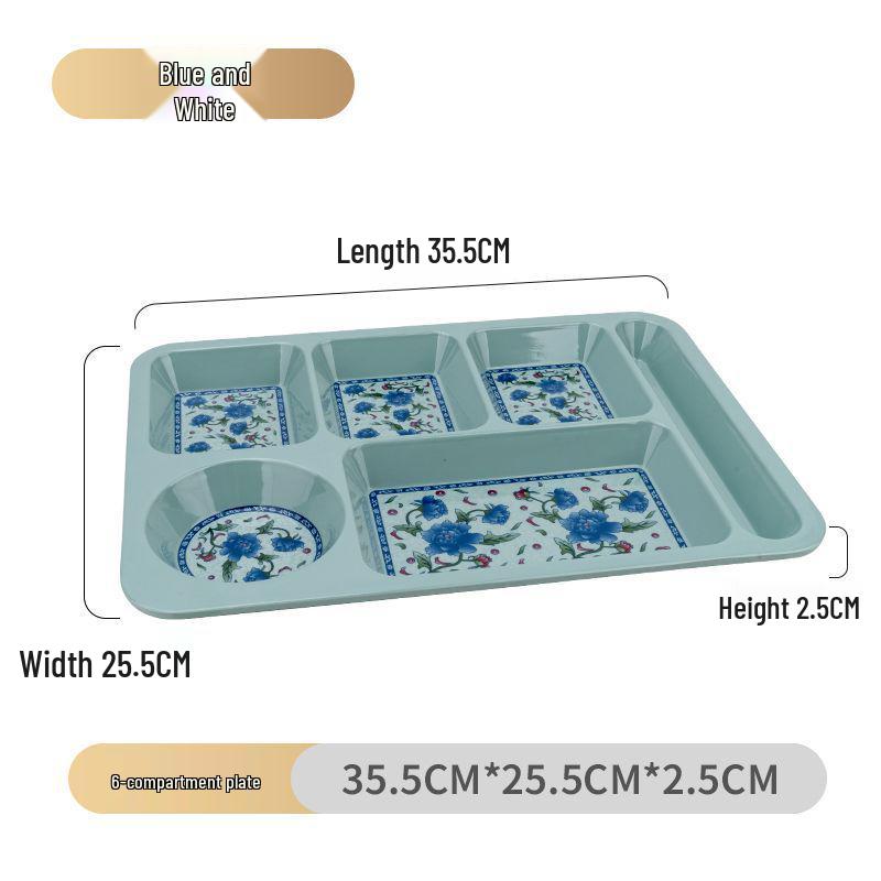 Drop-Proof Melamine Six-Grid Food-Grade Dining Plate