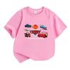 Kids Boys Girls Crew Neck Short Sleeve 100% Cotton T-shirt, Cute Cartoon Racing Car Printed Casual Tees for Children, Summer Soft Breathable Top for D