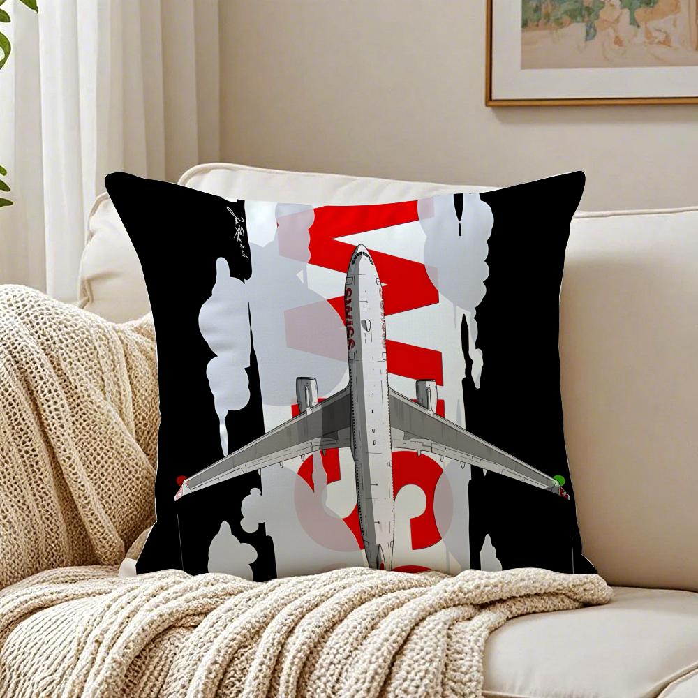S-Swissair Pillow Aviation Brand Cushion Cushion Cover Pillowcase Anti-Dustmite Living Room Sofa Decor Cushion Room