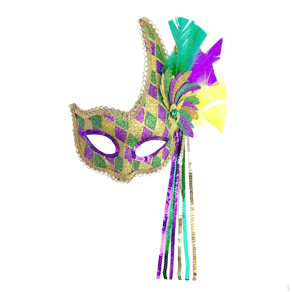 Masquerade Feather Mask Half Face Costume Comfortable Halloween Shield for Women Men