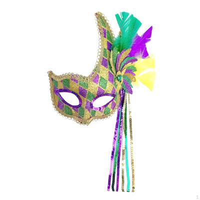 Masquerade Feather Mask Half Face Costume Comfortable Halloween Shield for Women Men