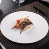 Weißer Keramik Steakteller Sushi Kuchen Dessert Flach Charakteristisch Hotel Restaurant Abendessen Rund Westliches Essen