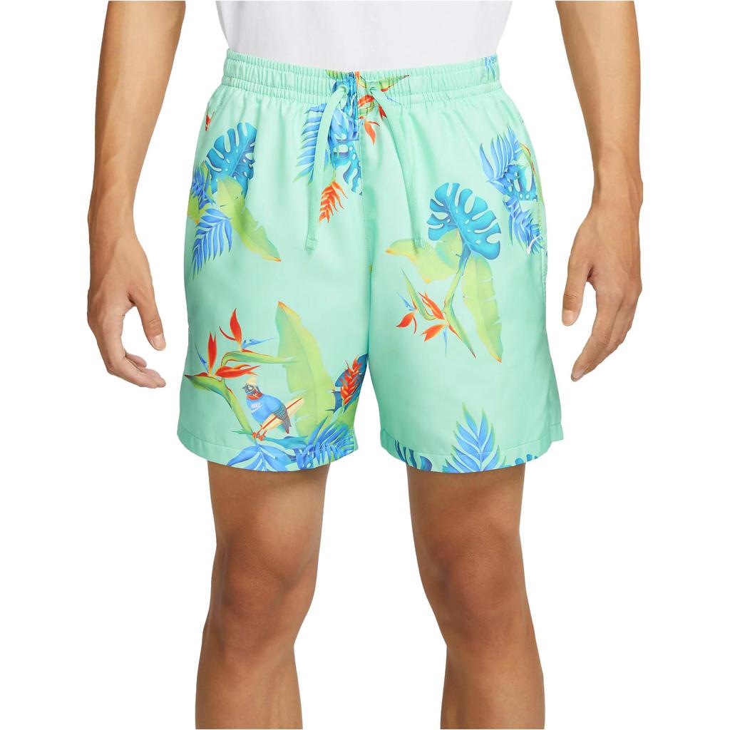 Nike Plant Print Drawstring Mid-Waist Casual Shorts Men Bottoms Emerald-Green FQ0350-349