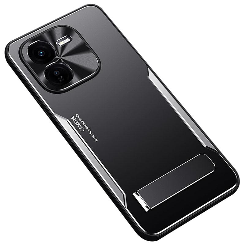 

For vivo iQOO Z9x 5G Wholesale Case Aluminum Alloy+TPU Shockproof Phone Cover with Kickstand Silver