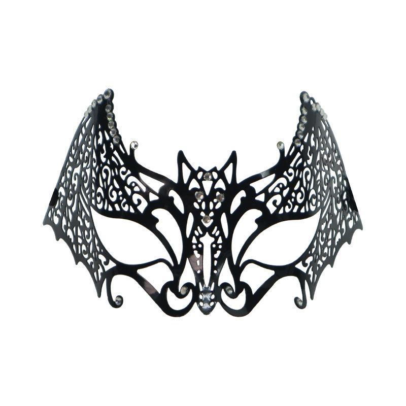 Carnival Masquerade Ball Diamond Encrusted Iron Half Face Bat Mask Halloween Party Sexy Iron Eye Mask