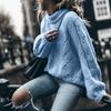 Fashion Women Solid Color Round Neck Sweater Long Sleeve Pullover Sweater Casual Tops