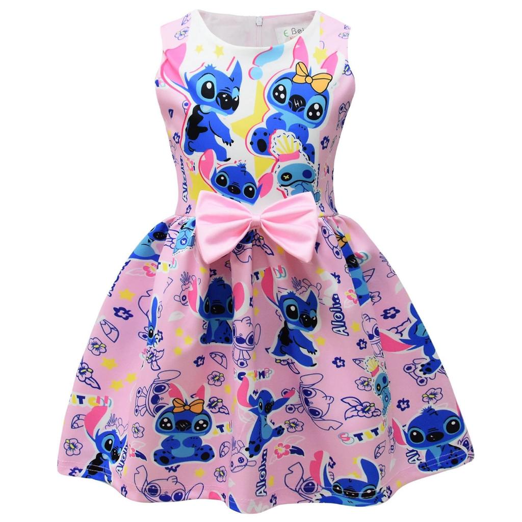 New Summer Products, Interstellar Baby Stitch Girl Dress Dress, Medium Older Children'S Bow Princess Dress