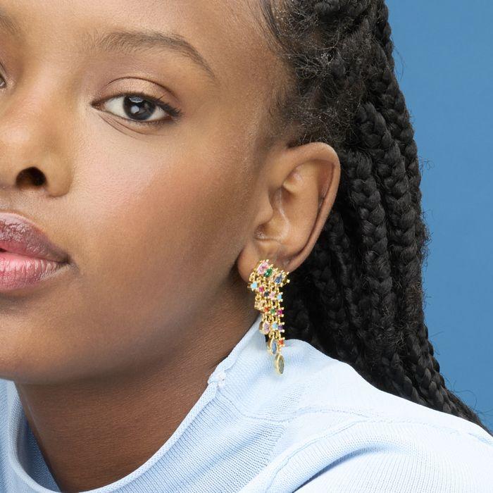 Boucles d'oreilles Luxenter en argent 925 et zircon multicolore finies en or jaune 18k - Arkai