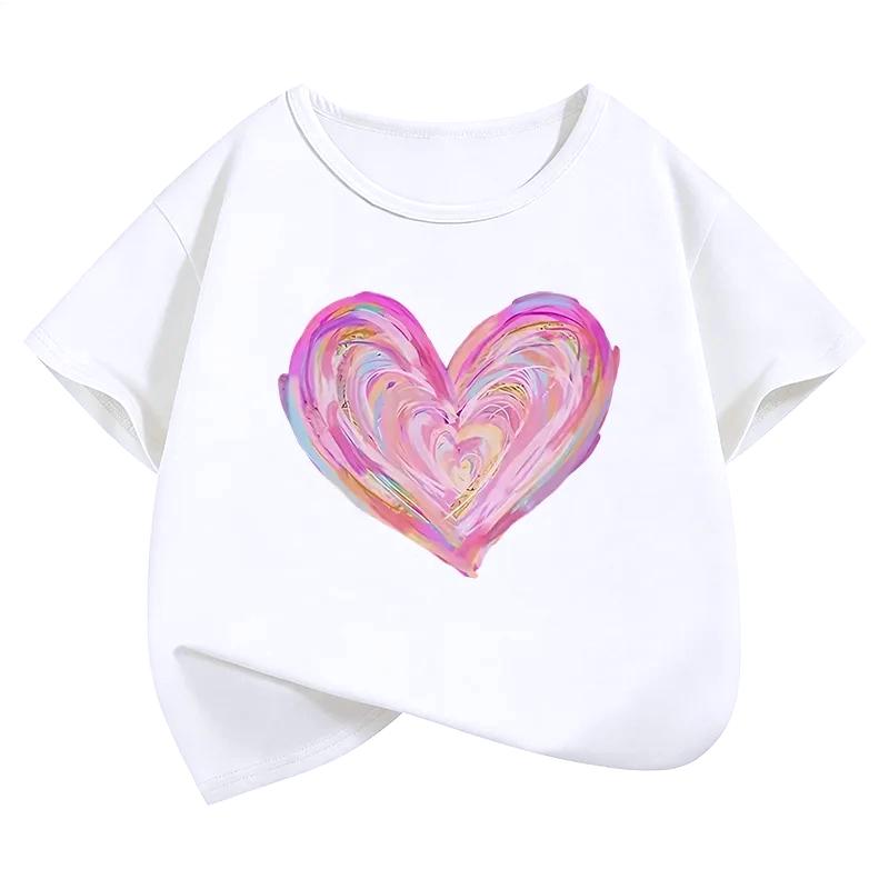 Artistic Love Heart Colorful Design Funny T Shirts Printed Kids Childrens Tshirt Boys Girls Summer Spring Casual Top Tee Shirt 100
