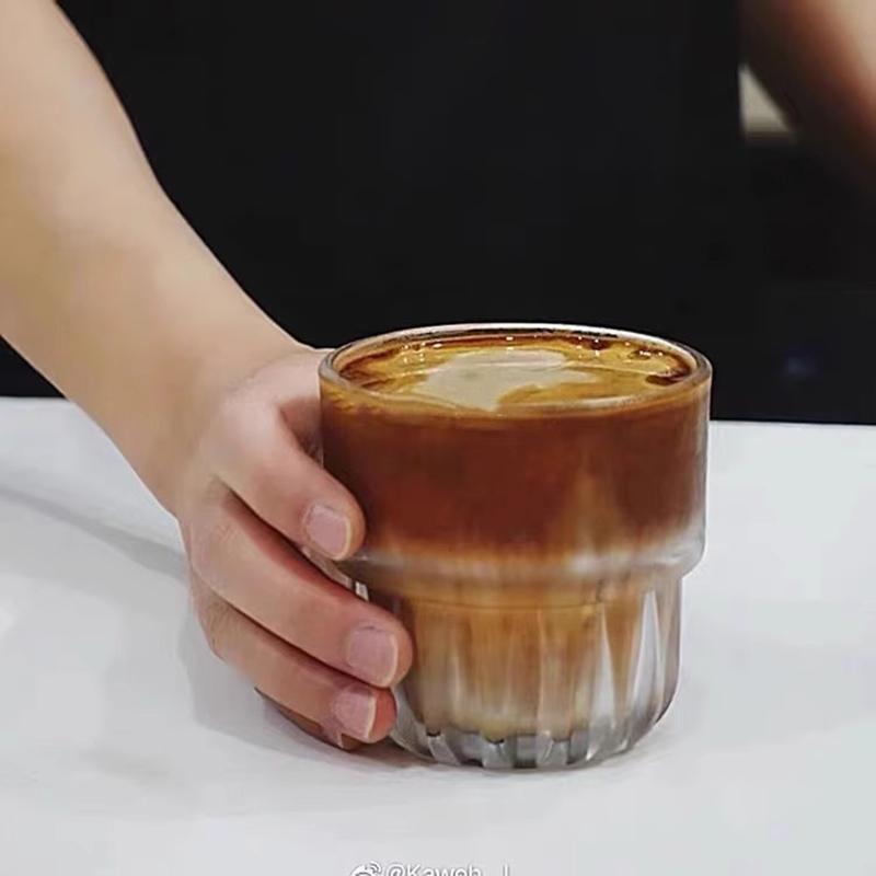 250ml 6pcs Set Iced Latte Cup Transparent White Coffee Mocha Cups Cafe Vintage Cocktail Foreign Wine Glasses Tea Cold Drink Mugs