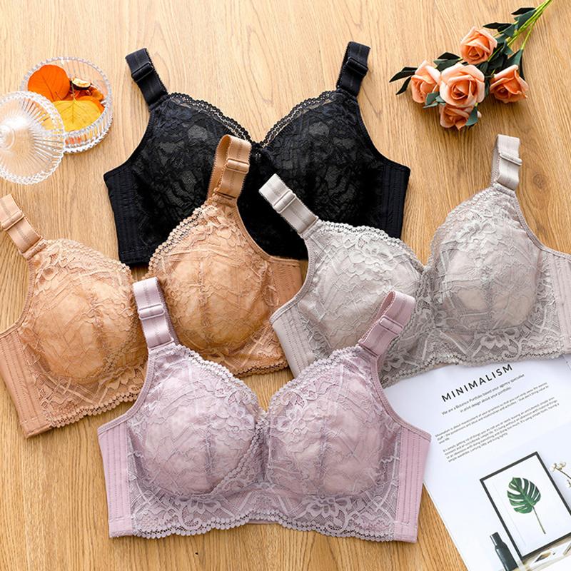 No Wire Bra Women's Underwear Lace Thin Section Gathering Beautiful Back Sexy Breast Adjustment Bra