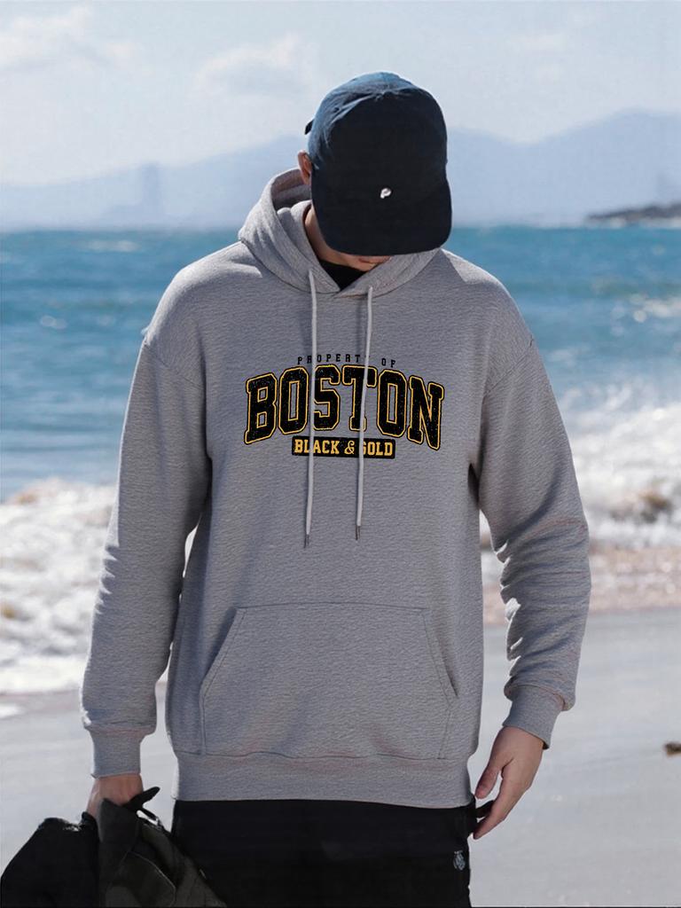 Proper Of Boston Printing Men Hoodies Autumn Casual Hoody Fleece Comfortable Clothing Male Oversized Multicolor Pullovers