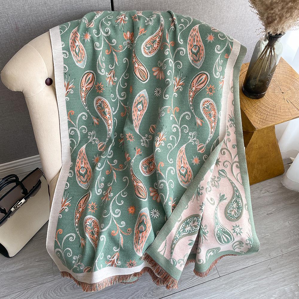 Scarf Women'S Versatile Long Scarf Imitation Cashmere Cashew Flower Shawl Women'S Scarf