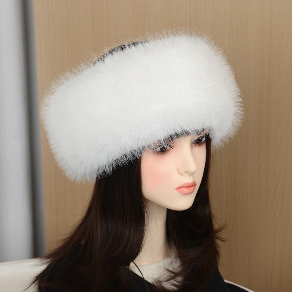 Coldproof Plush Faux Fur Headband Soft Fluffy Elastic Hair Bands Lady Warm Empty Hat  Skiing