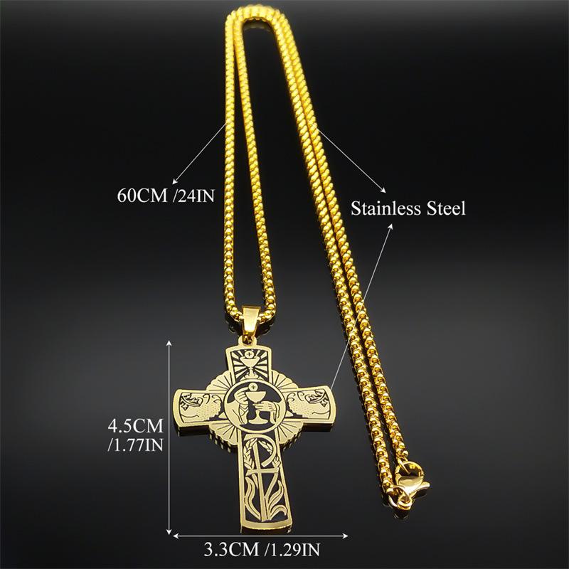 **Holy Body Halo Cross Necklace In Stainless Steel**