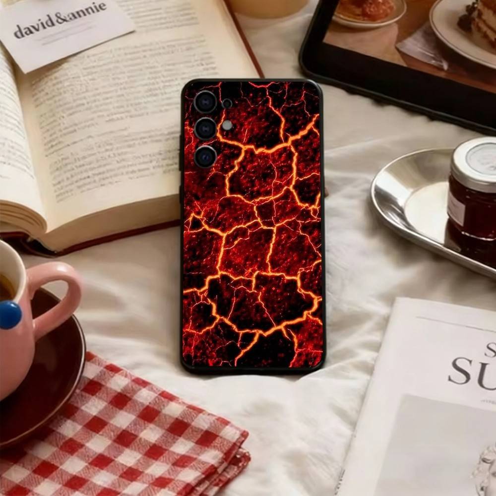 

Lava Eruption Phone Case For Samsung S25,S24,S21,S22,S23,S30,Ultra,S20,Plus,Fe,Lite,Note,10,Black Cover Samsung S24ULTRA