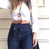 High Waisted Stretchy Tied Flared Wide Leg Jeans for Women High Waist Tie Jeans High Stretch Slim Flare Jeans Casual Wide Leg Pants