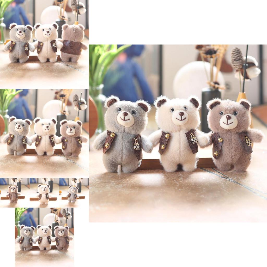 Delightful Miniature Bear Plush Toy Keychain With Super Soft Fabric For Trendy Bag Accessories