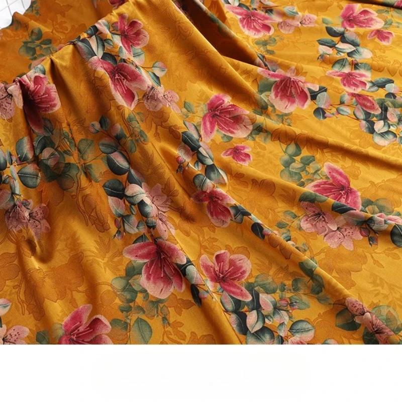 Chinese-style Imitation Silk Cloud Gauze High-end Fabric Soft Cotton Silk Printed Fabric DIY Cheongsam Dress Hanfu Clothing