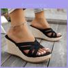 Style Woven Open Toe Slippers For Women With Thick Sole And Pu Upper