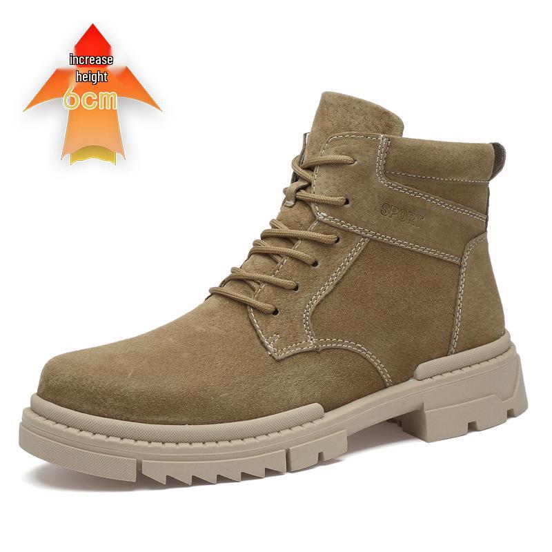 Men's Casual 6CM Height-Increasing High-Top Martin Boots for Autumn and Winter