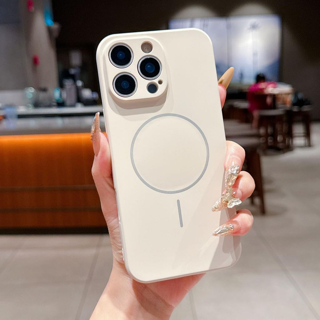 Premium sense liquid mobile phone case is suitable for Apple 17PM solid color skin sense 16Pro fine ring magnetic protective case 15/11