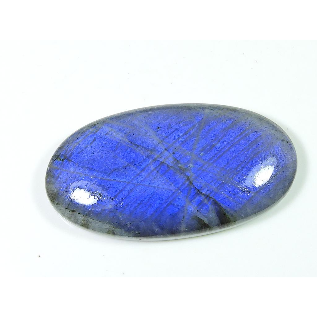 101 karátů Pávově modrý labradorit Oválný kabošon Přírodní drahokam 26X50X08MM SK-1199