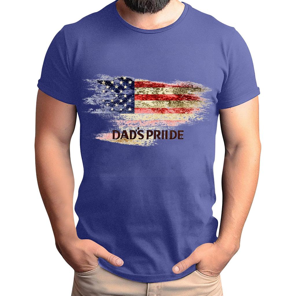 Men's Father's Day Flag Printed T-Shirt Men's Loose Casual Short Sleeve Top