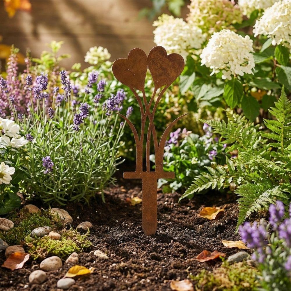 Wetterfester Eisenherz Gartenstecker 2D Wegakzentstecker Valentinstag