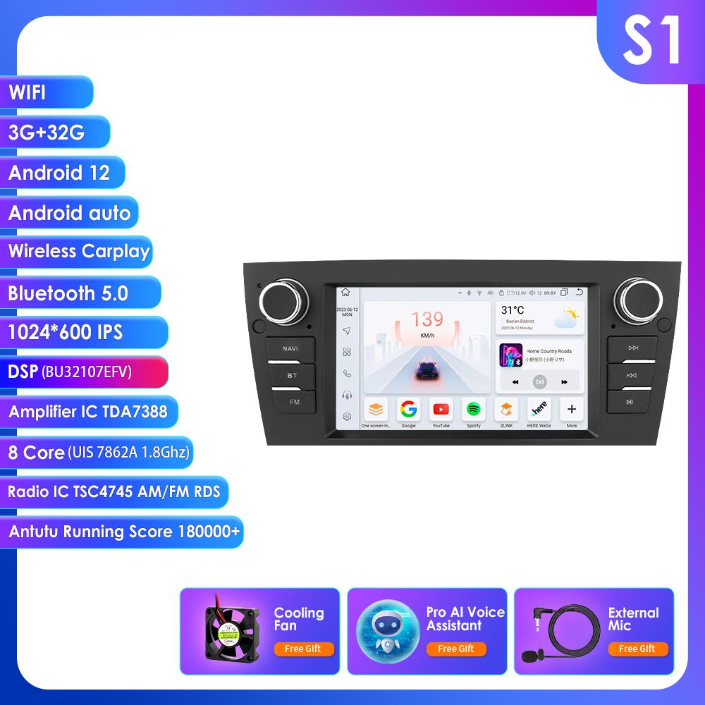 Hizpo Inteligentní 7'' 7862 AI 2din Android 13 Autorádio Multimediální Přehrávač Videa pro Pro BMW Řady 3 E90 E91 E92 E93 Navigace GPS Carplay 4G RDS