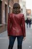 Leather Genuine Women's New Handmade Maroon Blazer Office Formal Stylish Lambskin