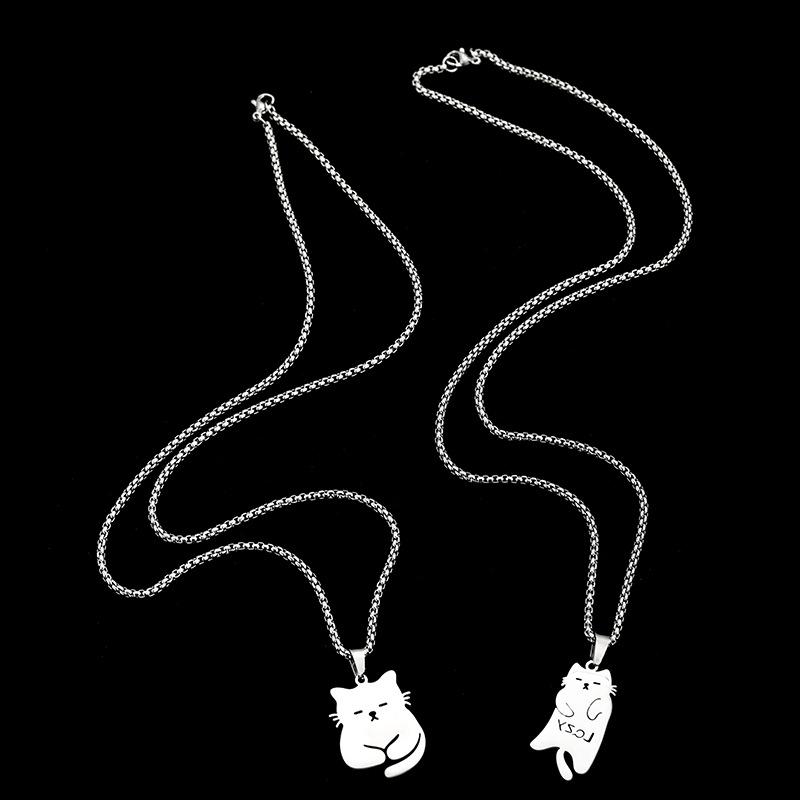 Kitty Mi Titanium Steel Necklace Simple and Versatile Hip-Hop Couple Pair of Necklaces Gift Sweater Chain